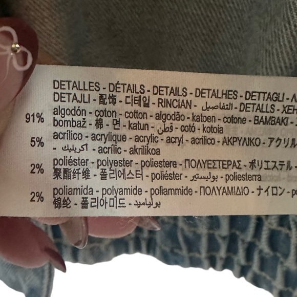 Zara Light Denim Jean Jacket Plaid Patchwork Flower Snaps XS - Picture 15 of 15